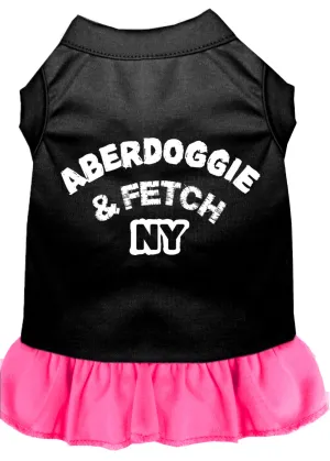 Aberdoggie Ny Screen Print Dress Black With Bright Pink Xxxl