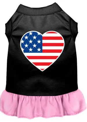 American Flag Heart Screen Print Dress Black With Light Pink Xl