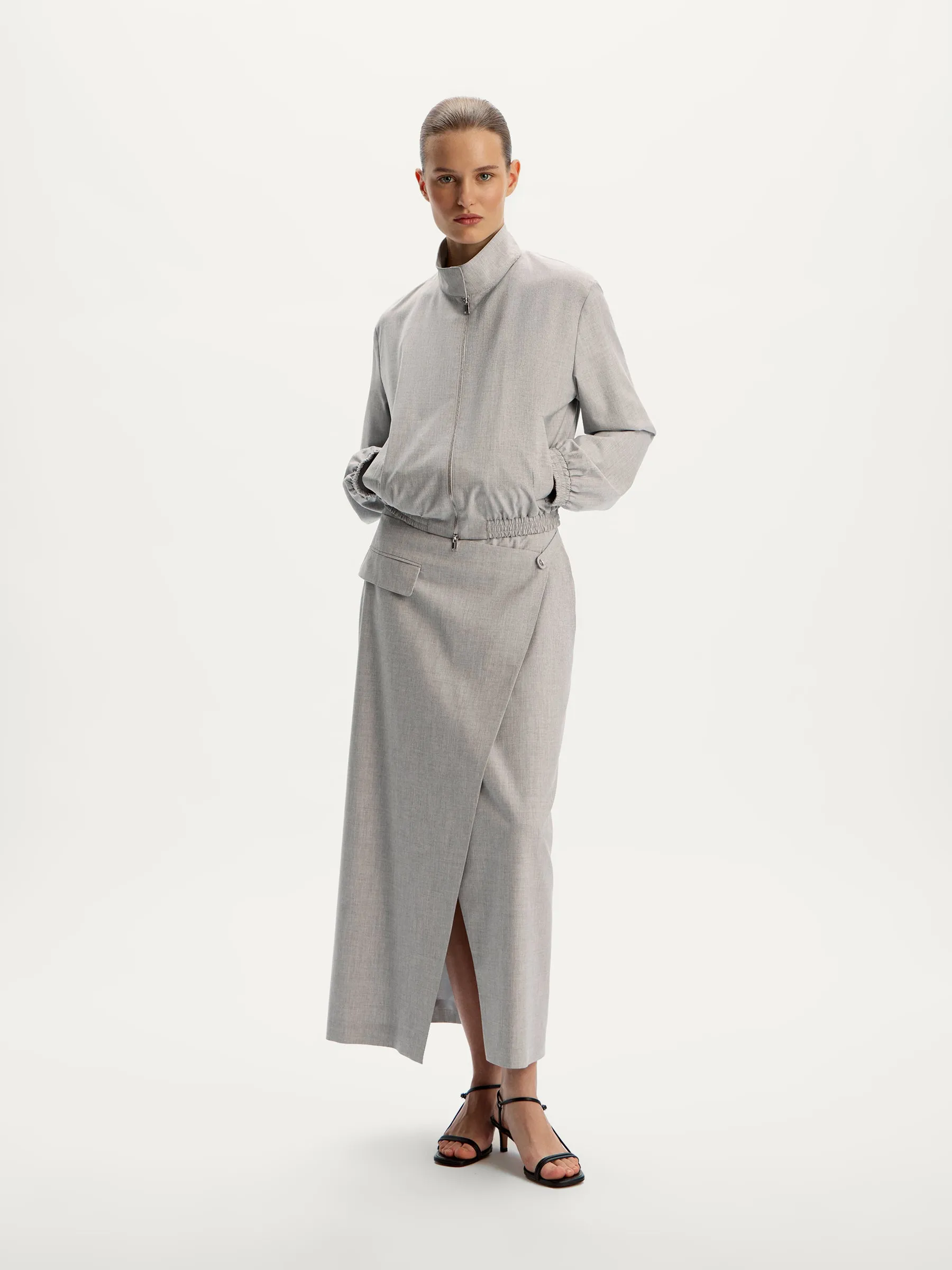 Asymmetric midi skirt