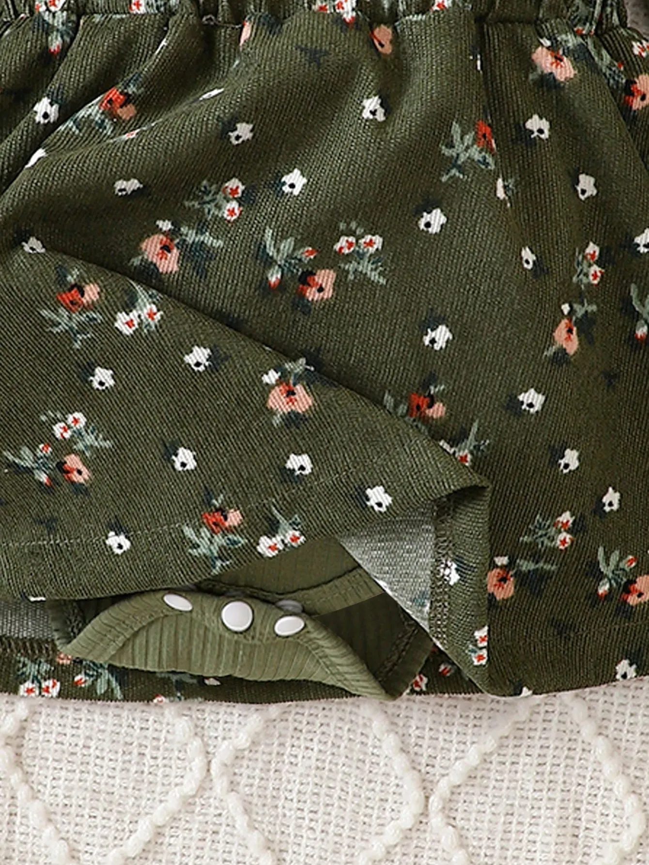Baby Girl Casual Solid Color Long-Sleeved Bodysuit And Floral Suspender Skirt Suit Autumn And Winter-FD