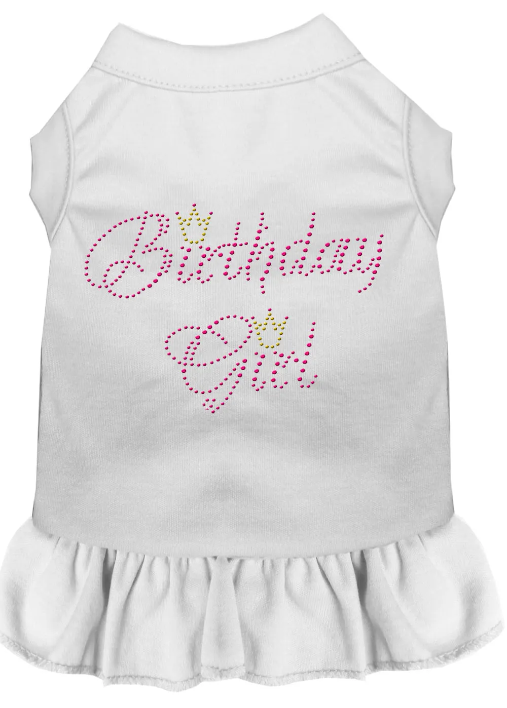 Birthday Girl Rhinestone Dress White Xl