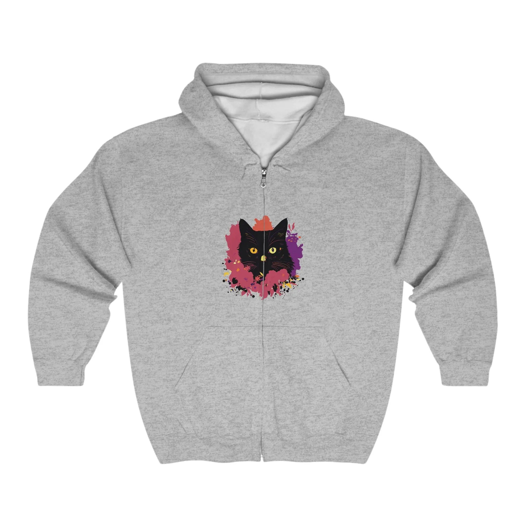 Black Cat Watercolor Hoodie - Stylish Petwear