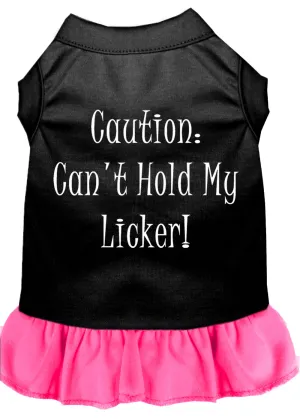 Can't Hold My Licker Screen Print Dress Black With Bright Pink Xs