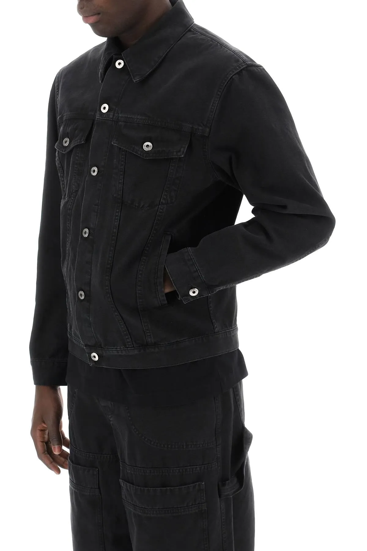 canvas jacket with logo embroidery