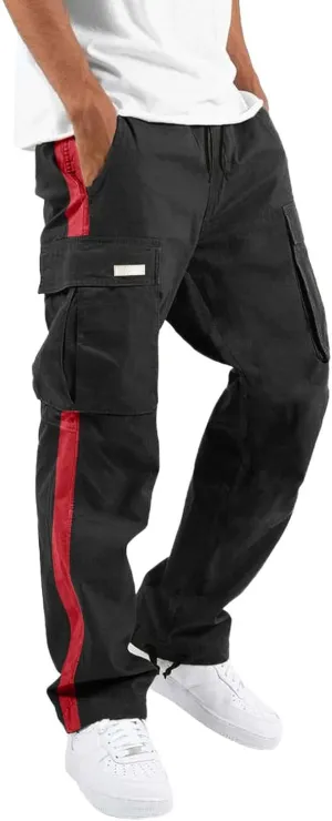 Cargo Pants for Men Big and Tall Elastic Waist Jogger Sports Pants Drawstring Sports Trousers Joggers for Men Sports