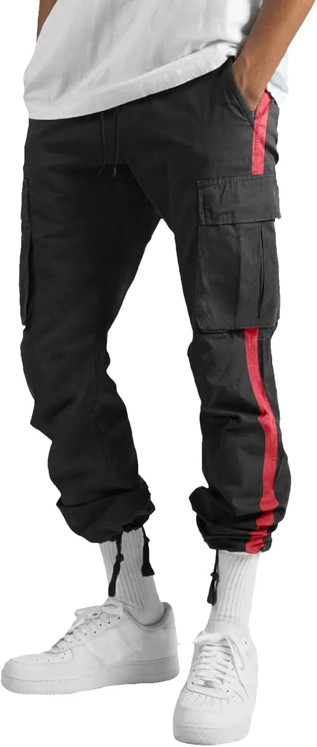 Cargo Pants for Men Big and Tall Elastic Waist Jogger Sports Pants Drawstring Sports Trousers Joggers for Men Sports