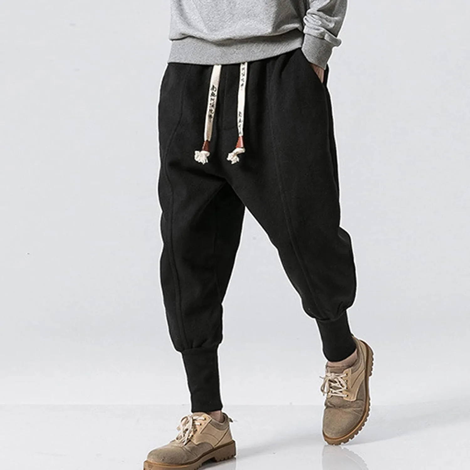 Cargo Pants for Men Big and Tall Fleece Cargo Pants Cargo Sweatpants for Men Sweatpants Open Bottom Drawstring Cargo
