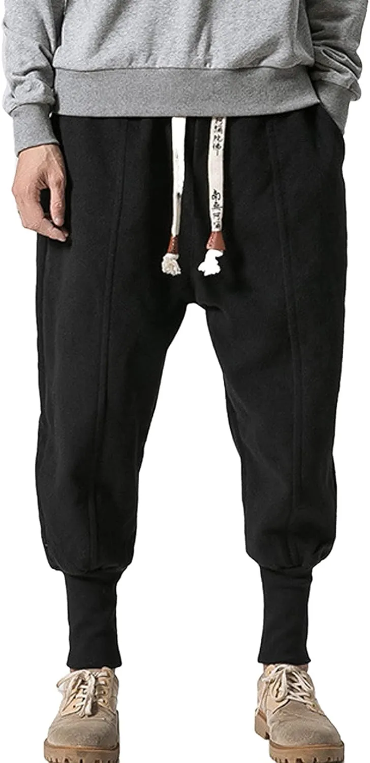 Cargo Pants for Men Big and Tall Fleece Cargo Pants Cargo Sweatpants for Men Sweatpants Open Bottom Drawstring Cargo