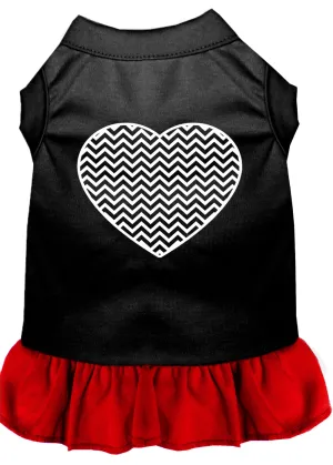 Chevron Heart Screen Print Dress Black With Red Xxxl