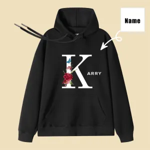 Customized Name Initial Pattern Personalized Hoodie Gift for Boyfriend/Girlfriend/Family