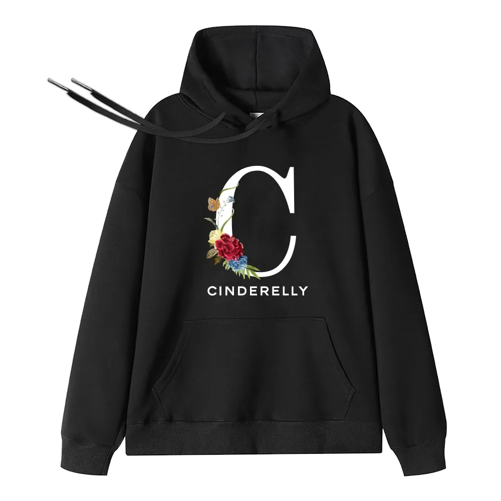 Customized Name Initial Pattern Personalized Hoodie Gift for Boyfriend/Girlfriend/Family