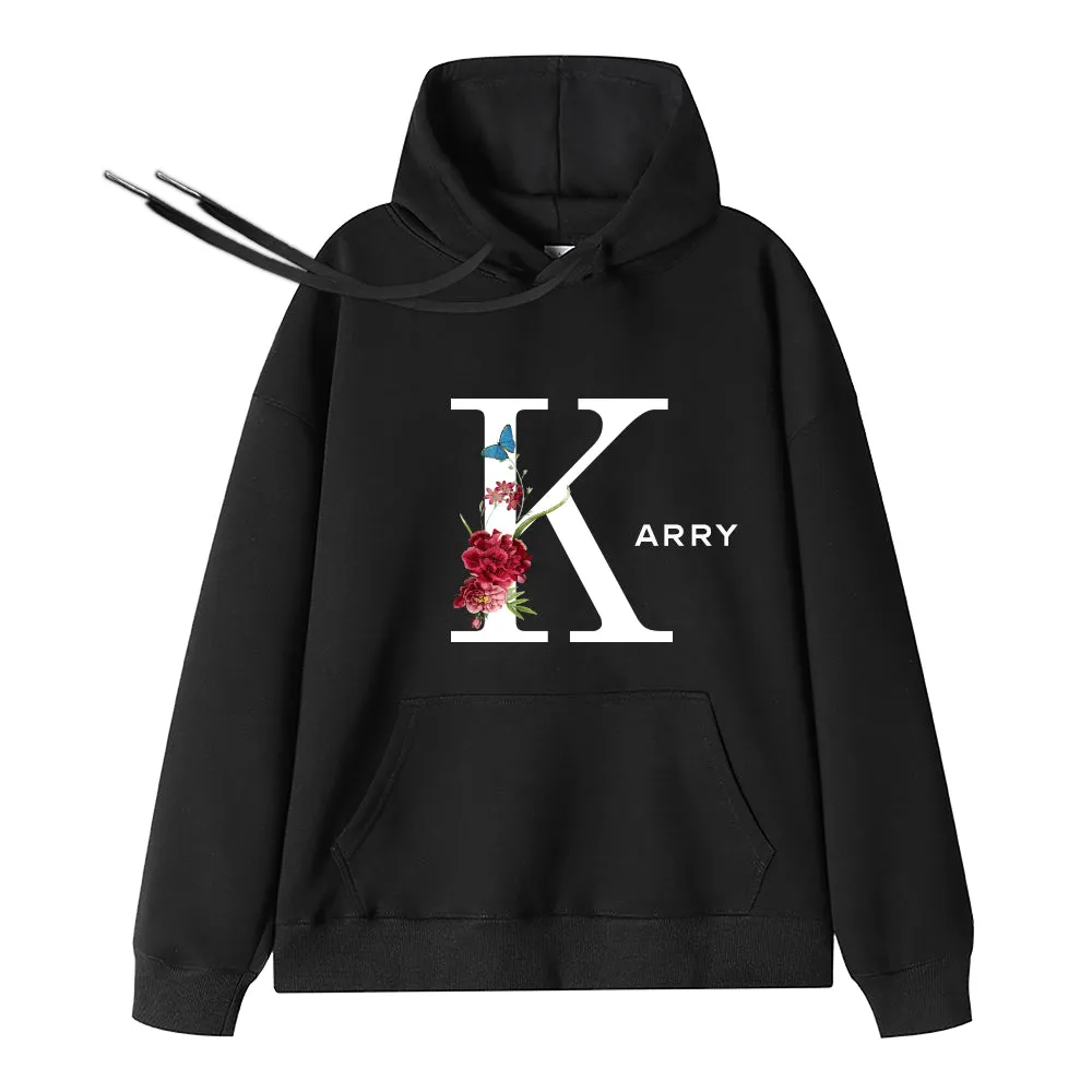 Customized Name Initial Pattern Personalized Hoodie Gift for Boyfriend/Girlfriend/Family