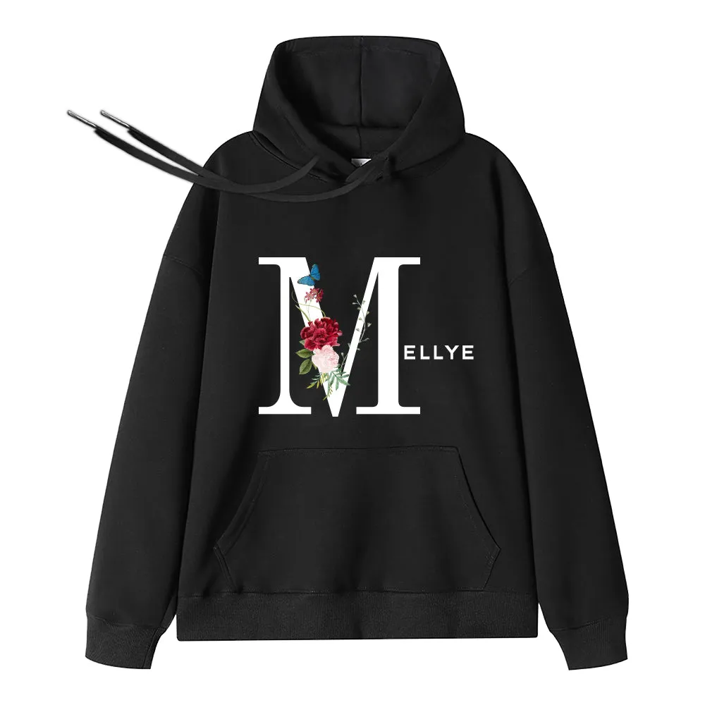 Customized Name Initial Pattern Personalized Hoodie Gift for Boyfriend/Girlfriend/Family