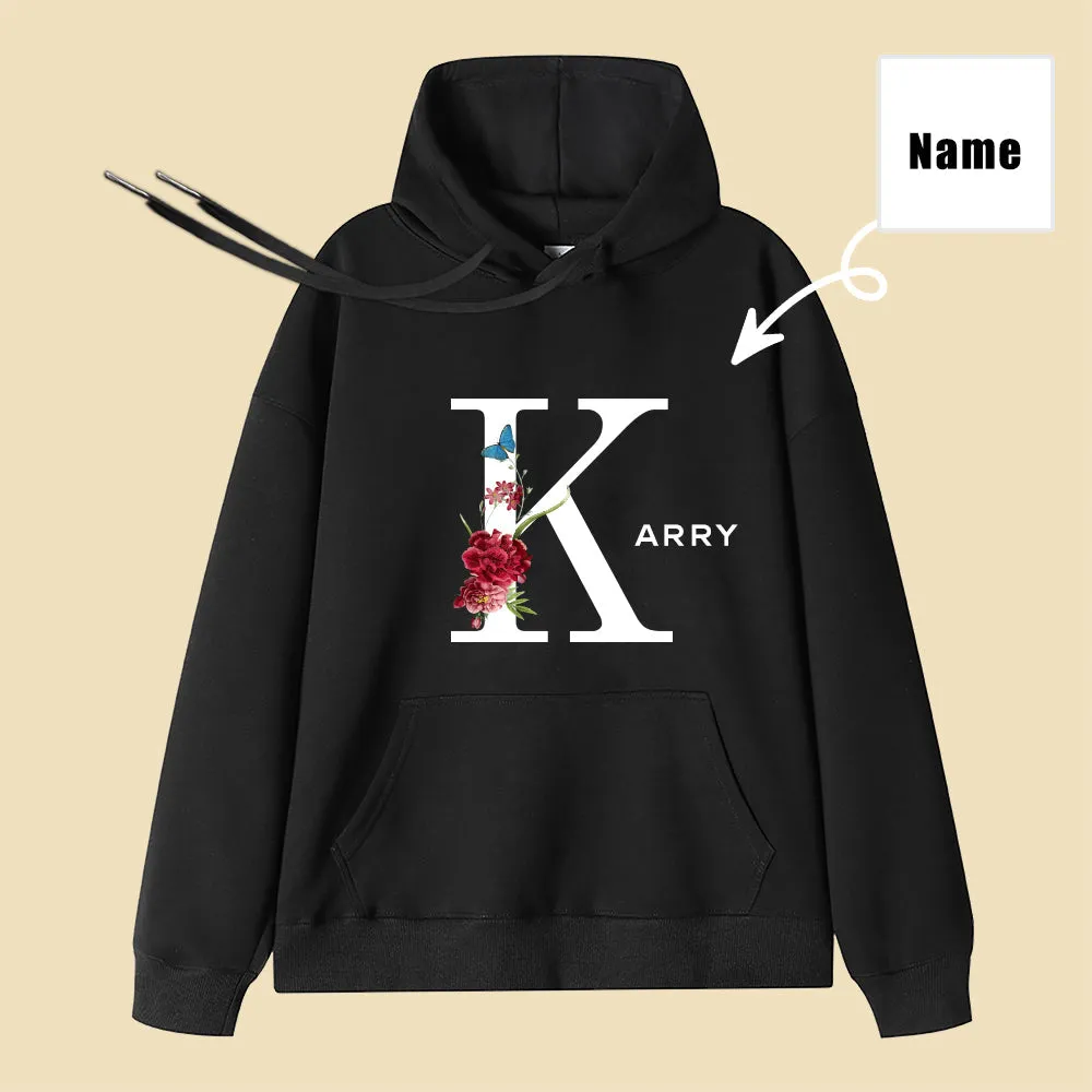 Customized Name Initial Pattern Personalized Hoodie Gift for Boyfriend/Girlfriend/Family