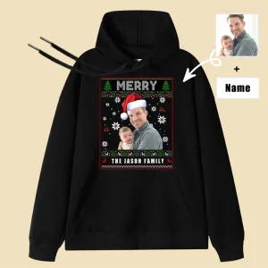 Customized Photo Text Hoodies Merry Christmas Gifts For Family