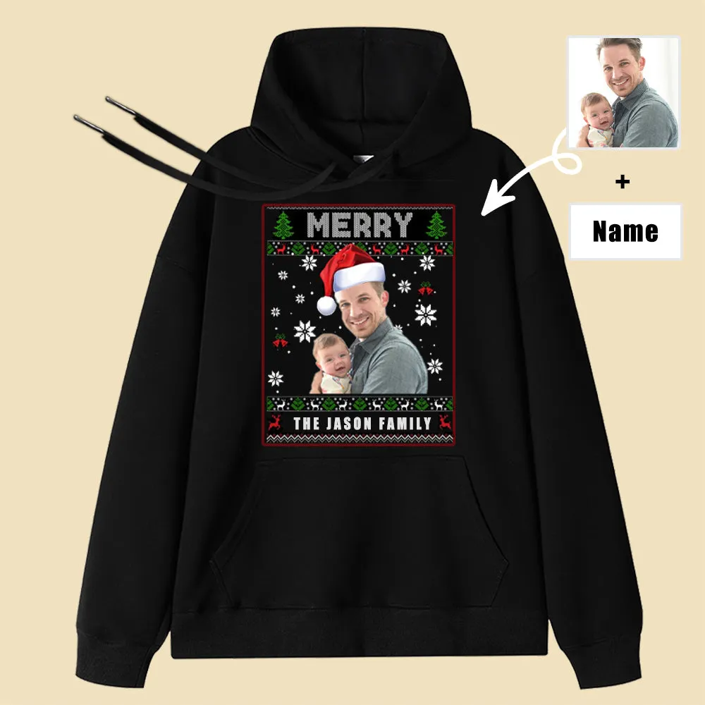 Customized Photo Text Hoodies Merry Christmas Gifts For Family