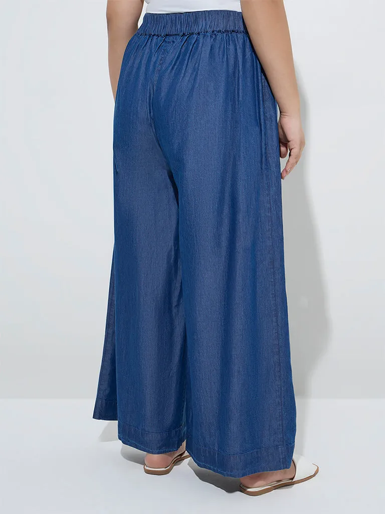 Diza Dark Blue Denim Palazzos