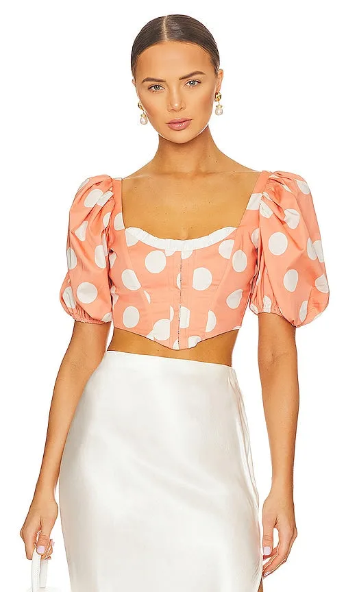For Love & Lemons Yasmin Blouse in Peach