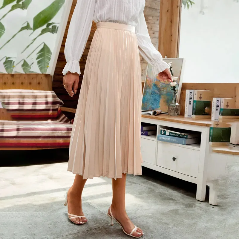 Frenchy Solid High Waist Pleated Skirt