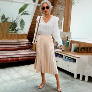 Frenchy Solid High Waist Pleated Skirt