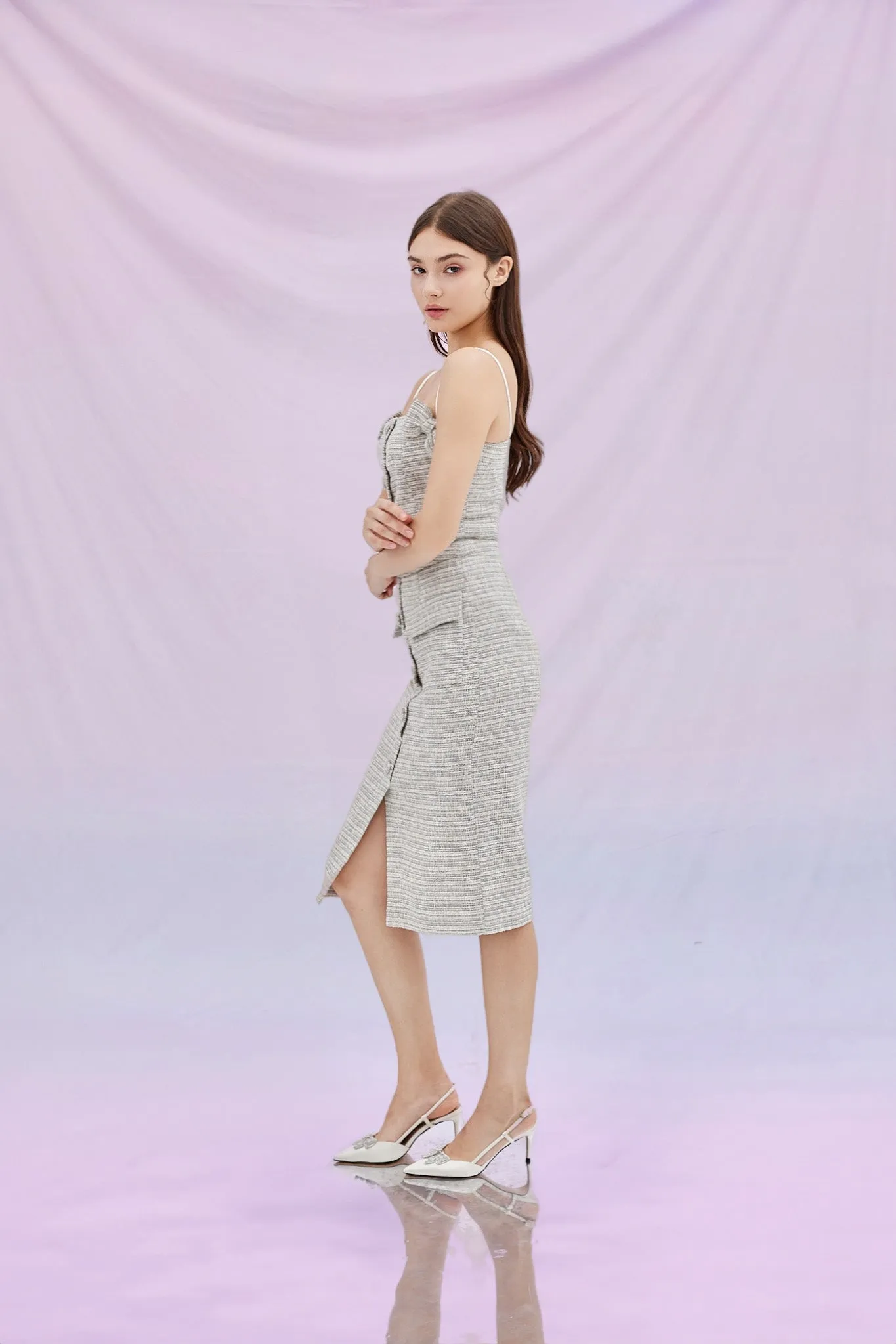 Geraldina Blue Tweed Skirt