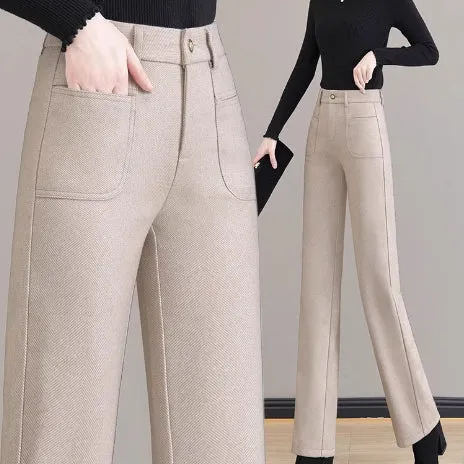 Gift For HerWomen's High Waisted Thermal Straight Leg Pants