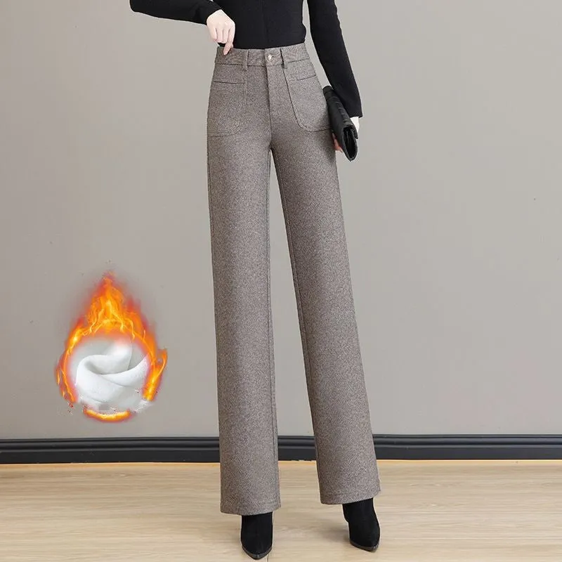 Gift For HerWomen's High Waisted Thermal Straight Leg Pants