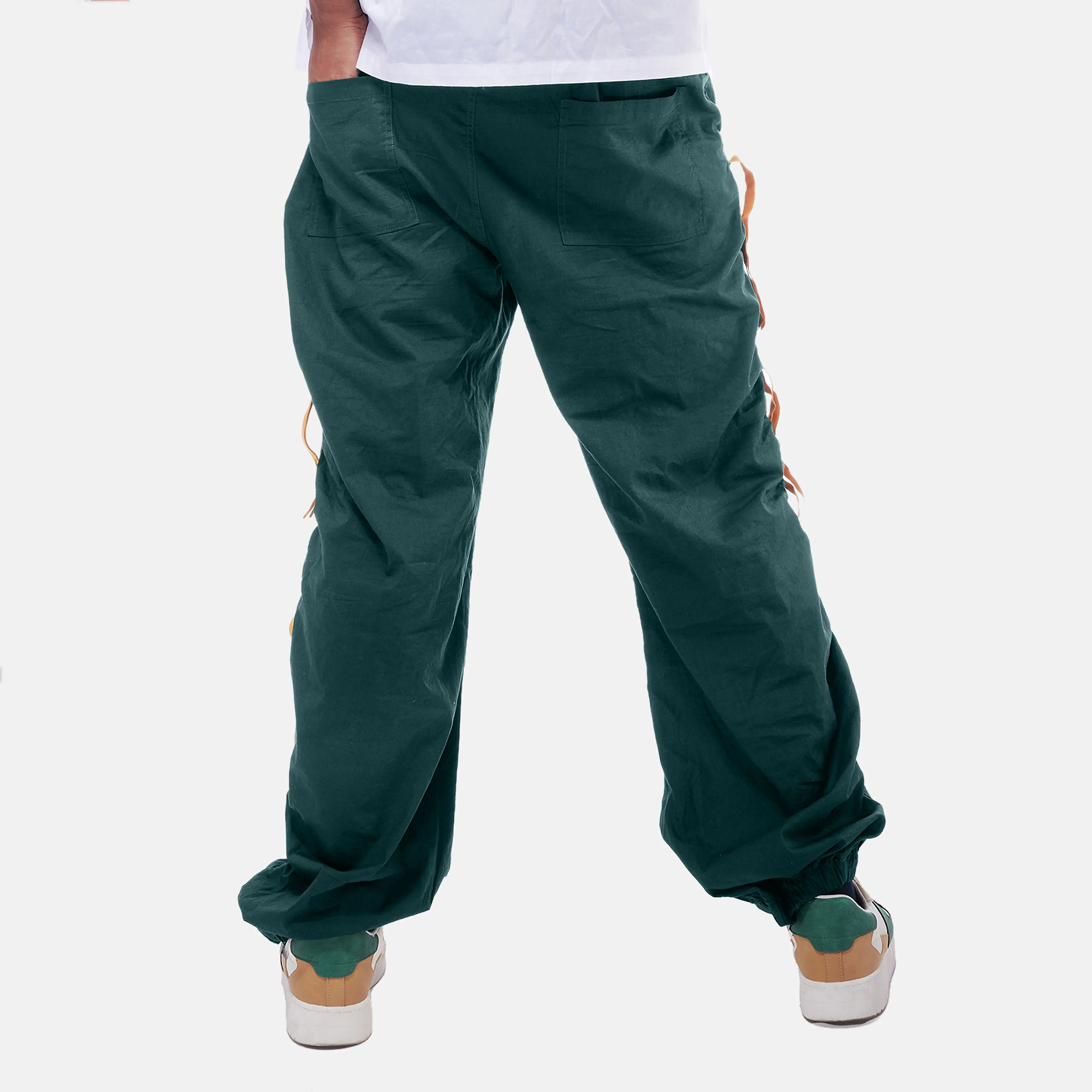 Green Taped Parachute Pants