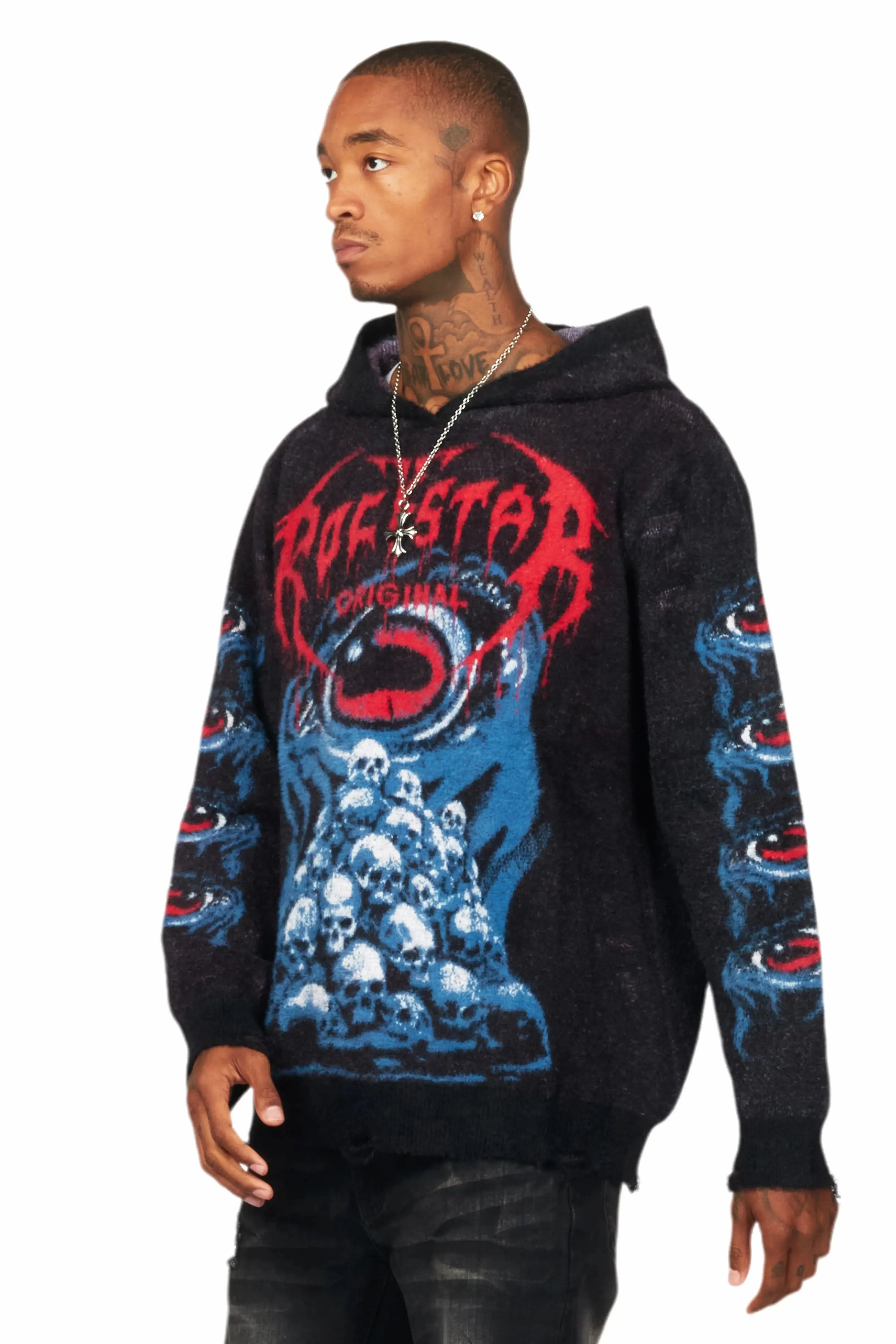 Ika Black Knit Hoodie