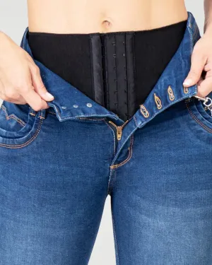 Jeans Con Faja Interna Levanta Cola Azul
