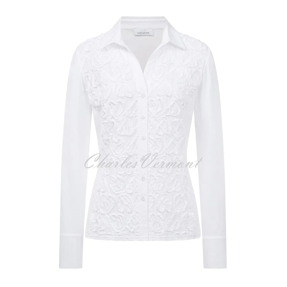 Just White Blouse with Heart Embroidery – Style C1291