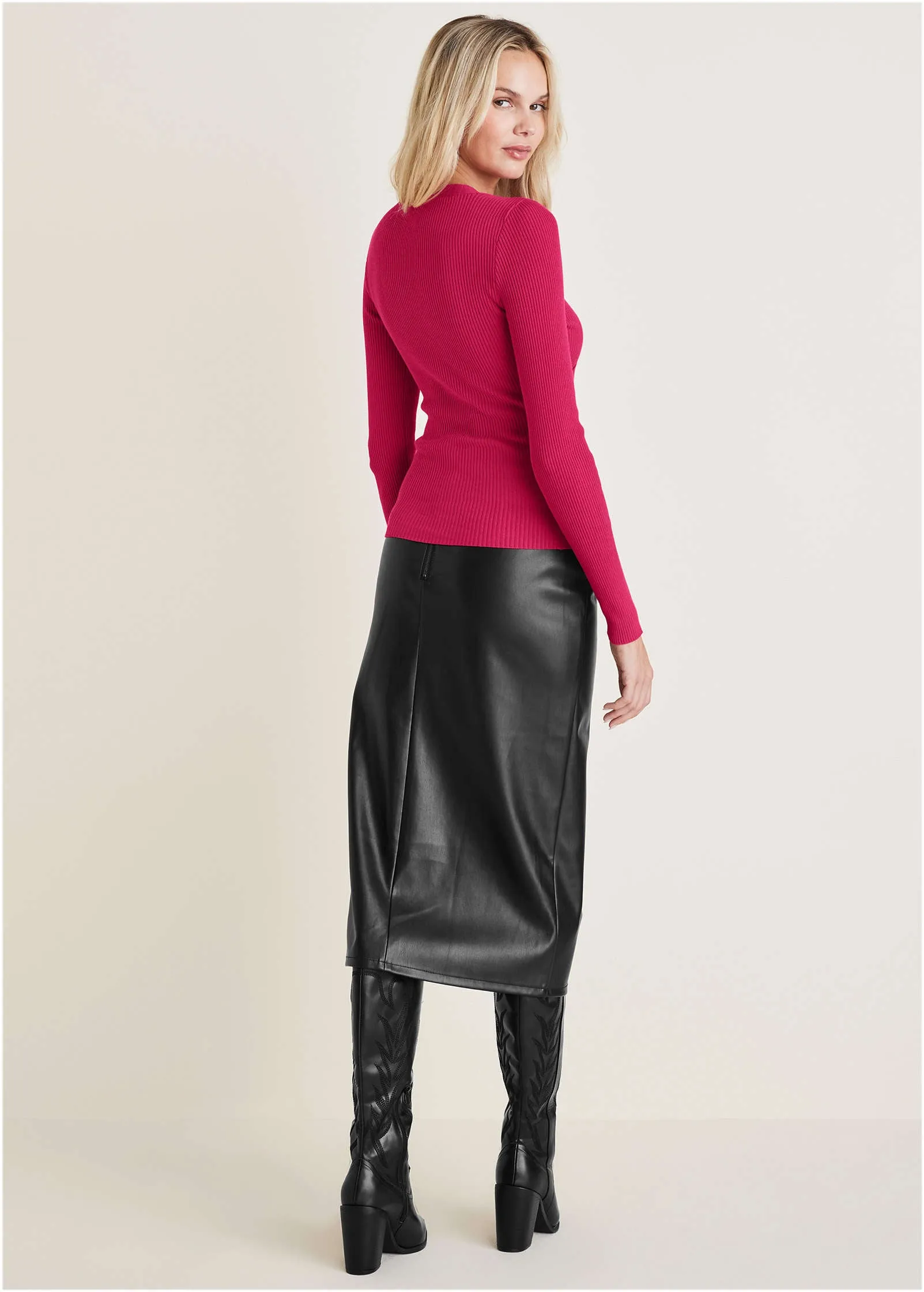Keyhole Long Sleeve Sweater - Vivacious