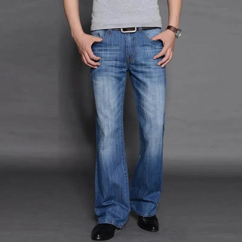 Men’s Classic Bootcut Flared Jeans – Comfortable Slim Fit Denim Pants