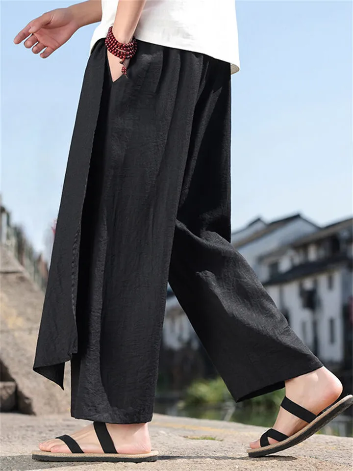Men's Summer Patchwork Trendy Cozy Drawstring Straight Leg Texture Pants