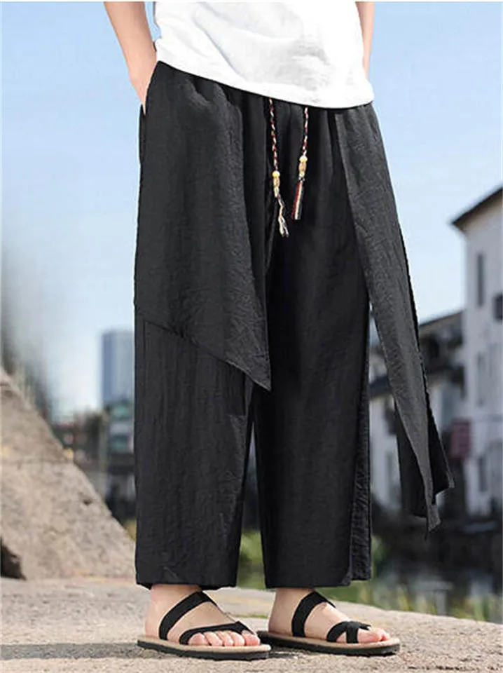 Men's Summer Patchwork Trendy Cozy Drawstring Straight Leg Texture Pants