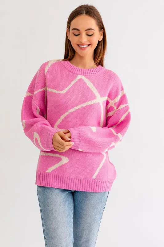 Poppy Abstract Pattern Oversized Sweater
