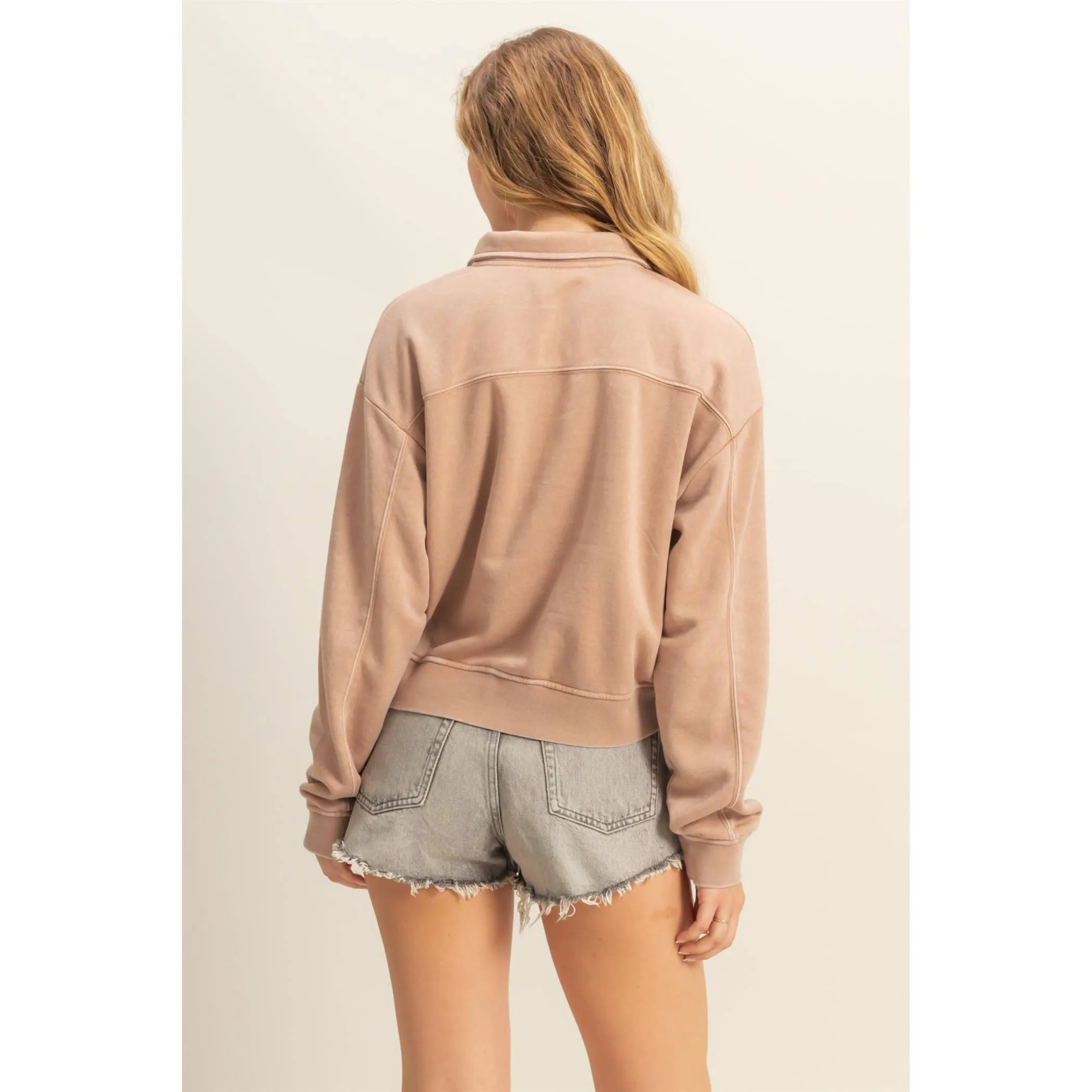 Pullover Half Zip Up Terry Sweatshirt