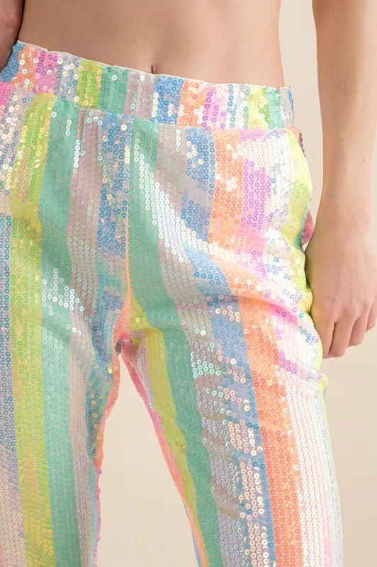 Rainbow Sequin Jogger Pants