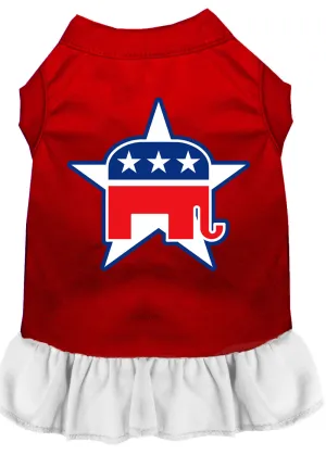 Republican Screen Print Dress Red With White Xl