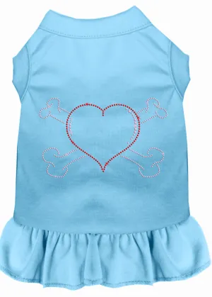 Rhinestone Heart And Crossbones Dress Baby Blue Lg
