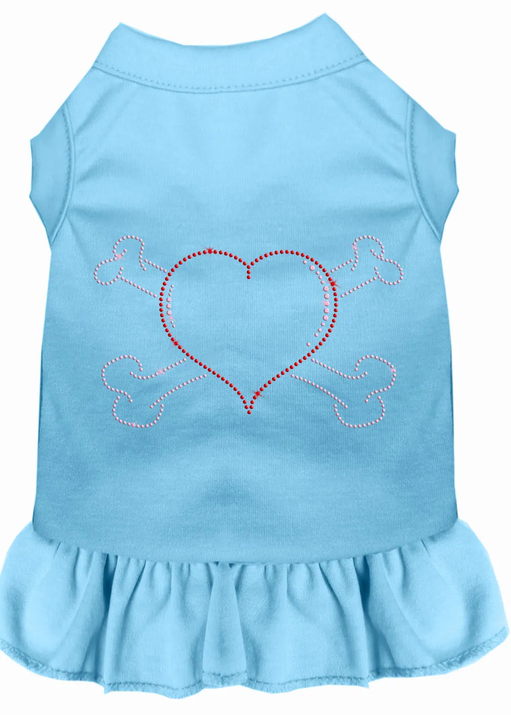 Rhinestone Heart And Crossbones Dress Baby Blue Lg