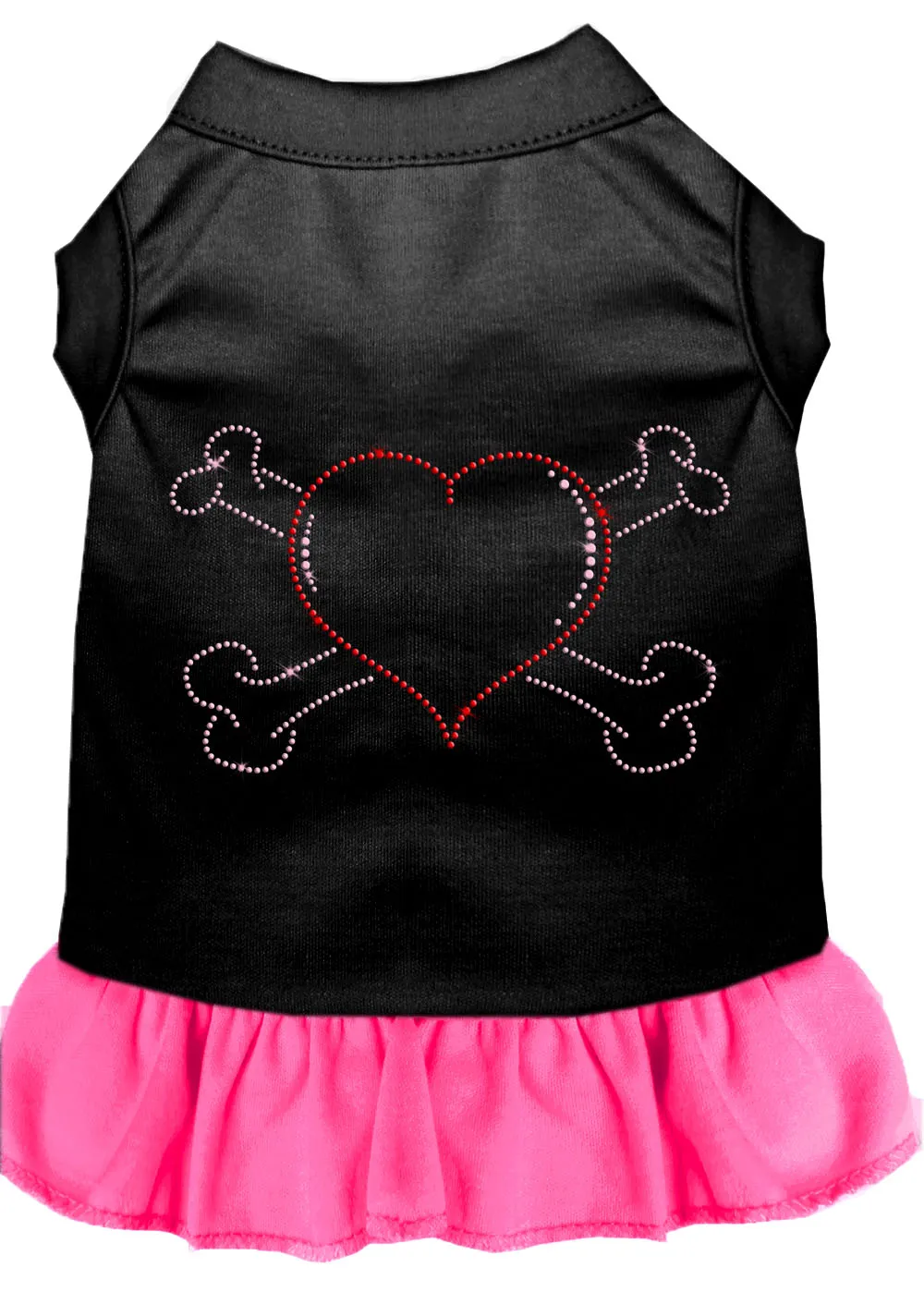 Rhinestone Heart And Crossbones Dress Black With Bright Pink Sm