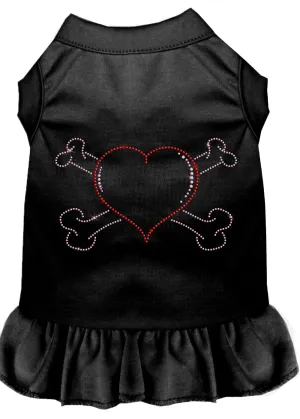 Rhinestone Heart And Crossbones Dress Black Xl