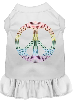 Rhinestone Rainbow Peace Dress White Xs