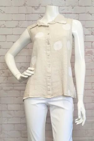 SAND DOT PRINT SLEEVELESS BLOUSE