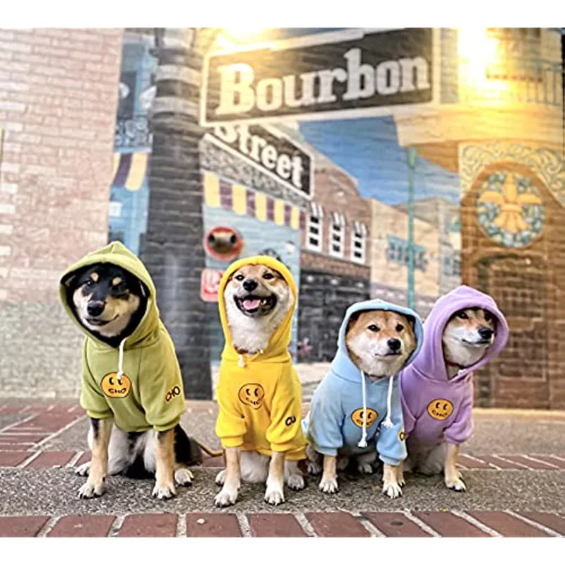 Smiley Dog Hoodie Stylish Dog Clothes Smiley Face Cotton Sweatshirt Fashion Outfit For Dogs Cats Puppy