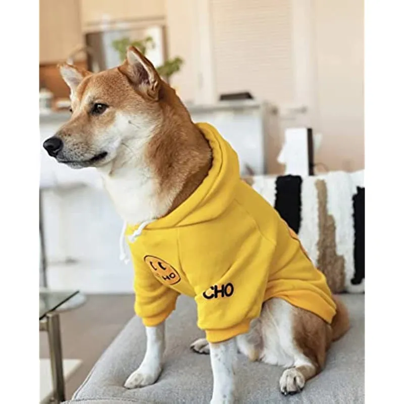 Smiley Dog Hoodie Stylish Dog Clothes Smiley Face Cotton Sweatshirt Fashion Outfit For Dogs Cats Puppy