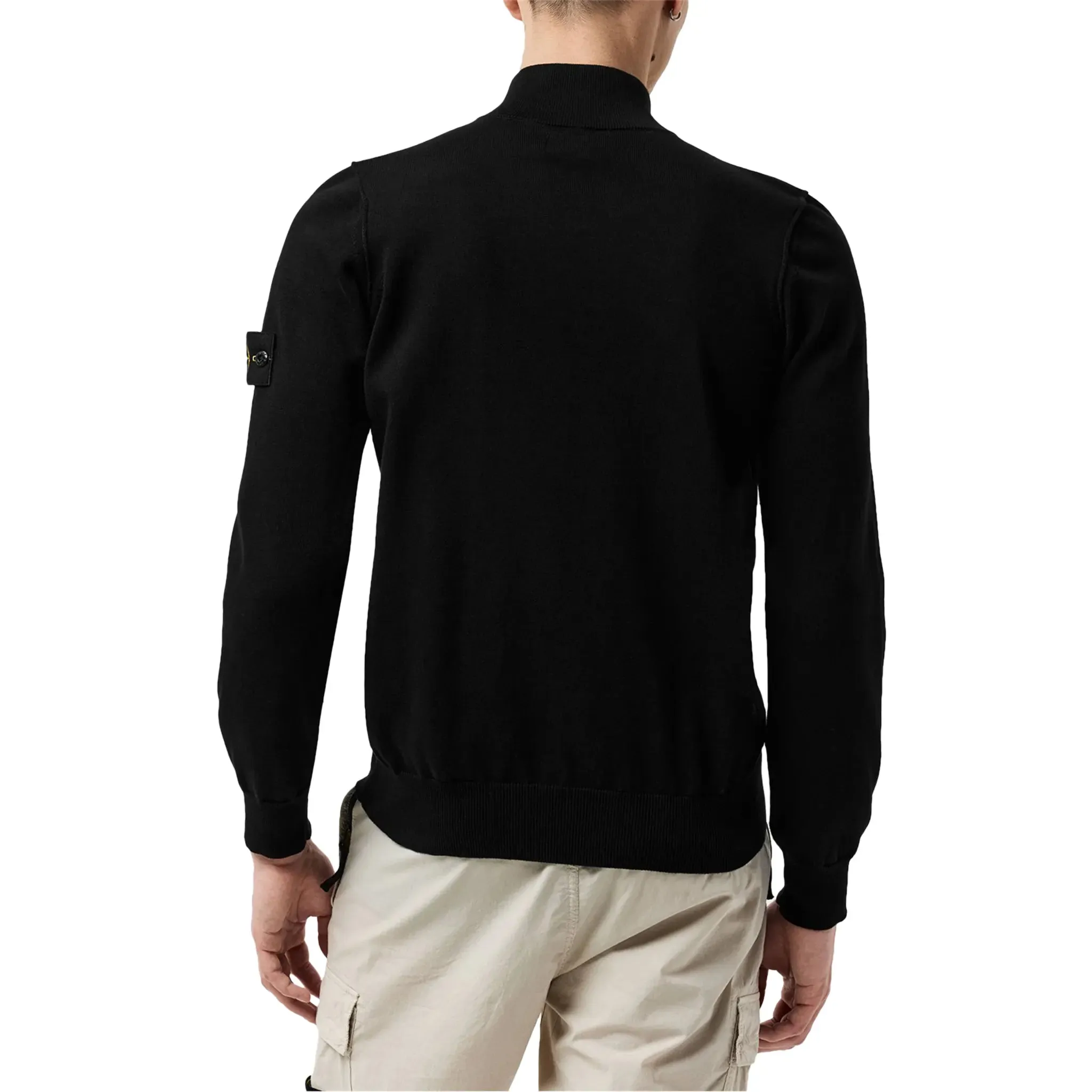 Stone Island Quarter Zip Black Knit Sweatshirt