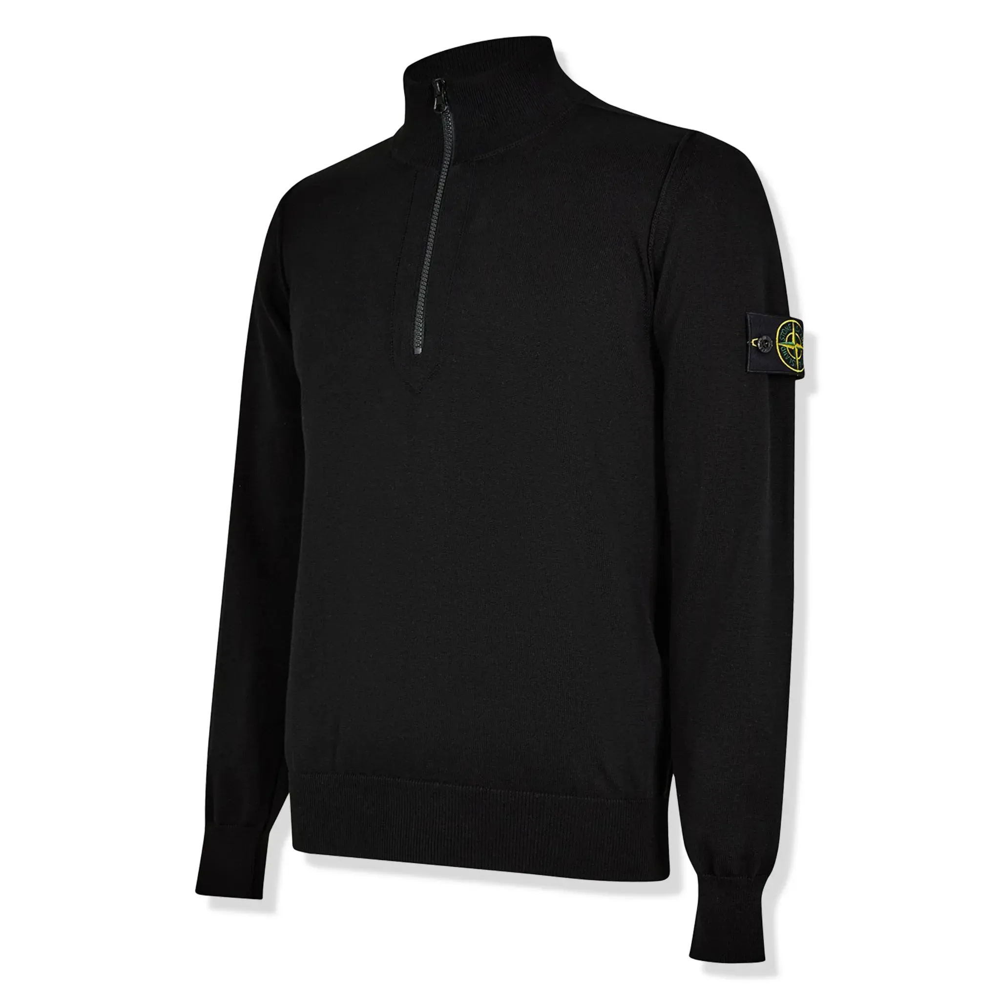 Stone Island Quarter Zip Black Knit Sweatshirt