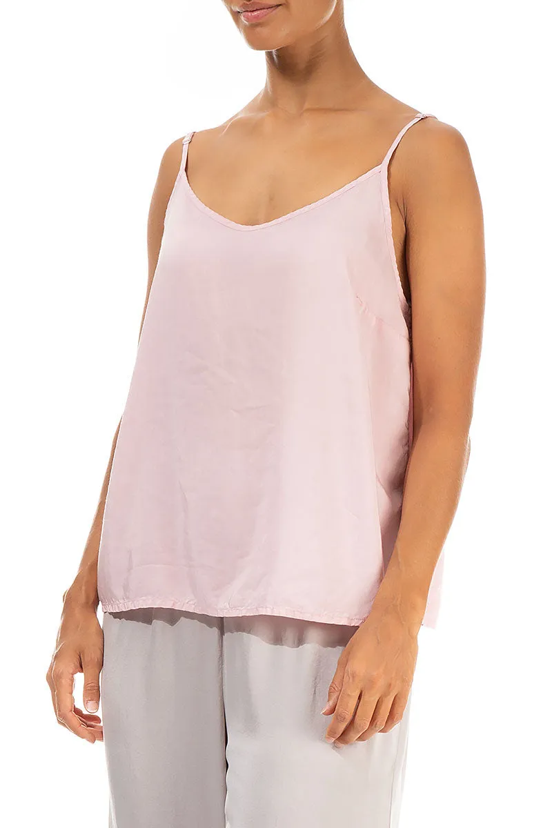 Strappy Powder Pink Silk Bamboo Top